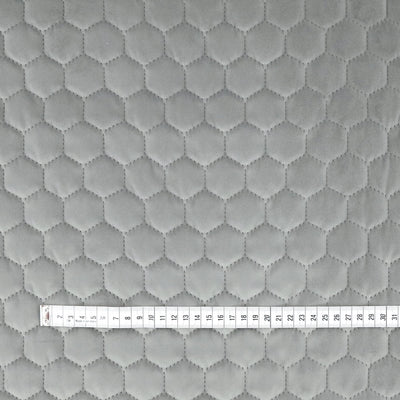 Velours Gris Foncé Matelassé Nid d'Abeille