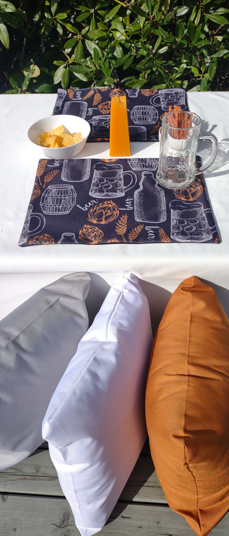 Beer Garden Table Set – Tablecloth, 2 Cushion Covers and Place mats | Perfect for Garden Parties, Weddings & Kids&
