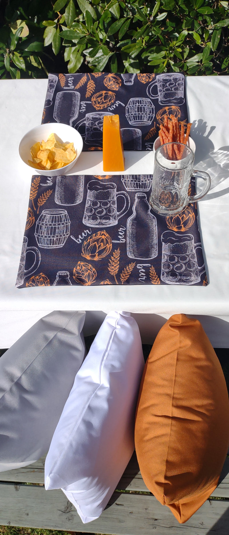 Beer Garden Table Set – Tablecloth, 2 Cushion Covers and Place mats | Perfect for Garden Parties, Weddings & Kids&