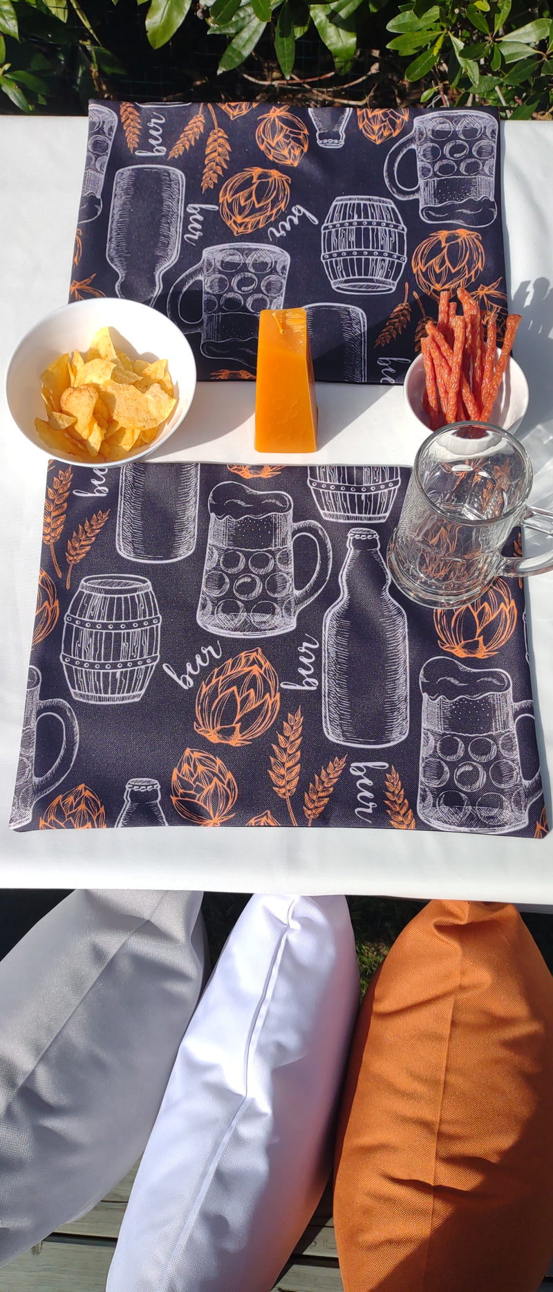 Beer Garden Table Set – Tablecloth, 2 Cushion Covers and Place mats | Perfect for Garden Parties, Weddings & Kids&