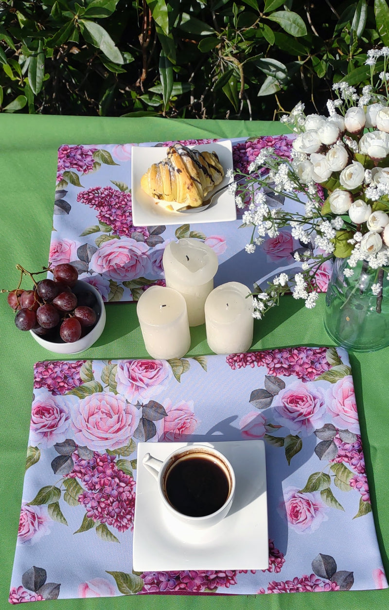 Roses Garden Table Set – Tablecloth, 2 Cushion Covers and Place mats | Perfect for Garden Parties, Weddings & Kids&