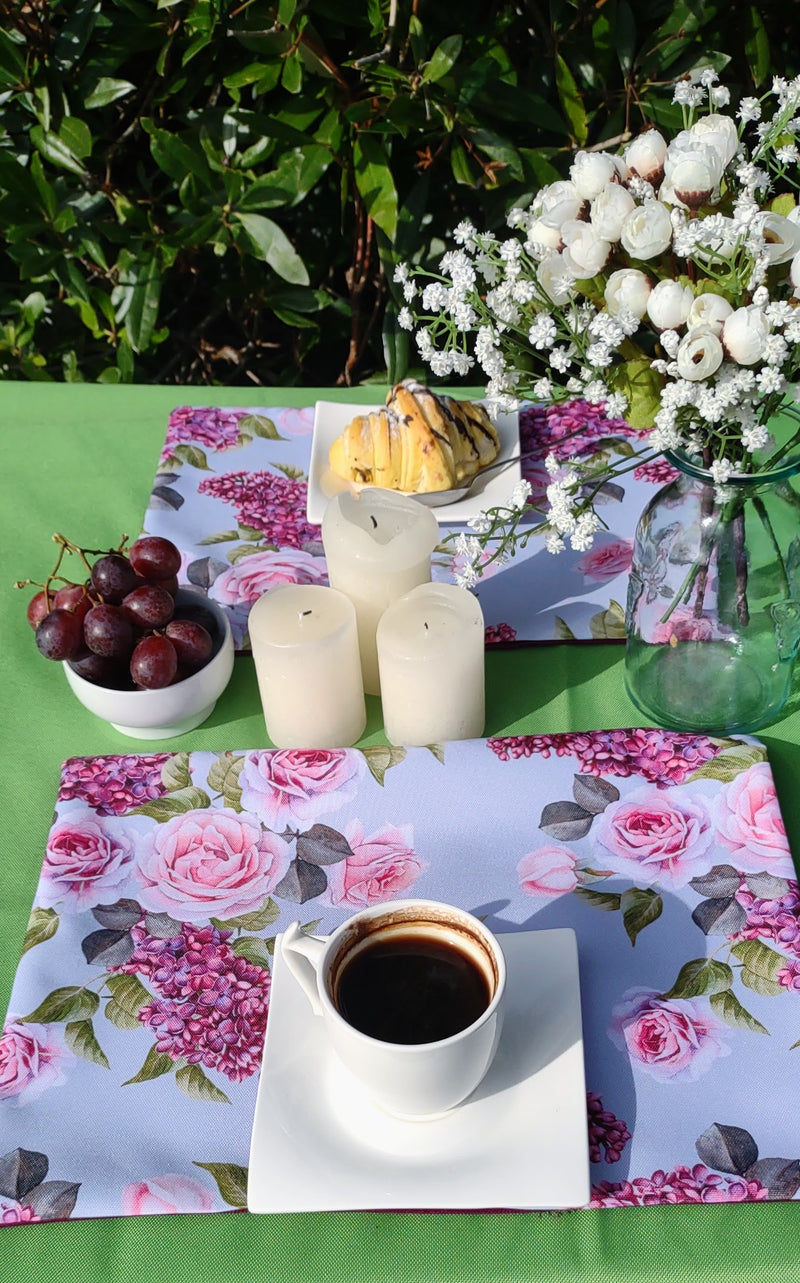 Roses Garden Table Set – Tablecloth, 2 Cushion Covers and Place mats | Perfect for Garden Parties, Weddings & Kids&