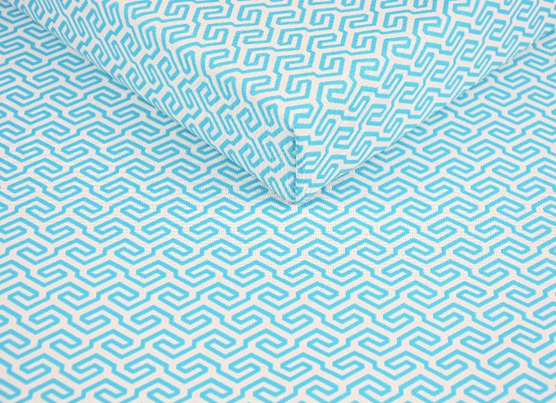 teal geometric outdoor fabric