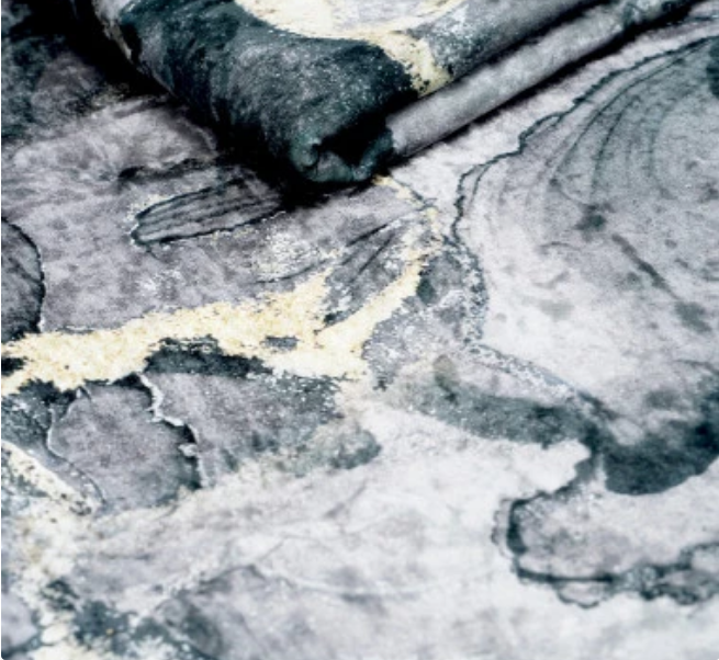 Charcoal Marble Lava Stone Crushed Velvet - MagnoliaFabric