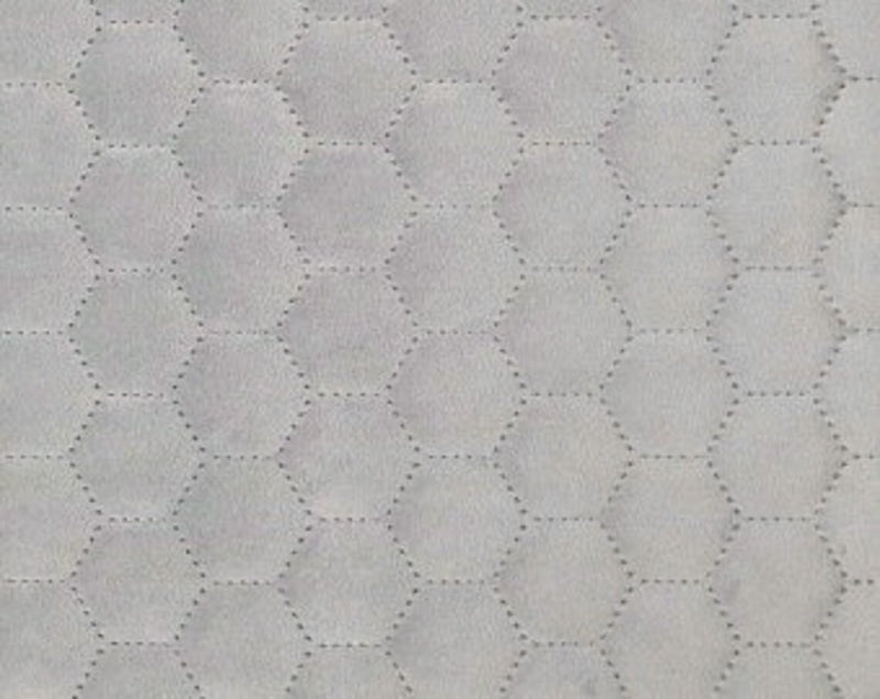 Honeycomb Quilted Light Grey Velvet Sell By The Metre